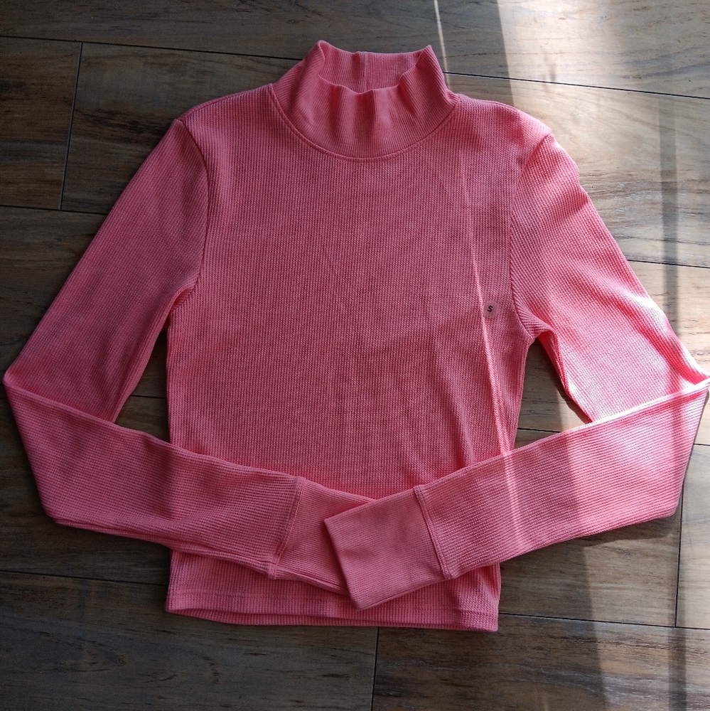 American Eagle Pink Ribbed Turtleneck Sweater